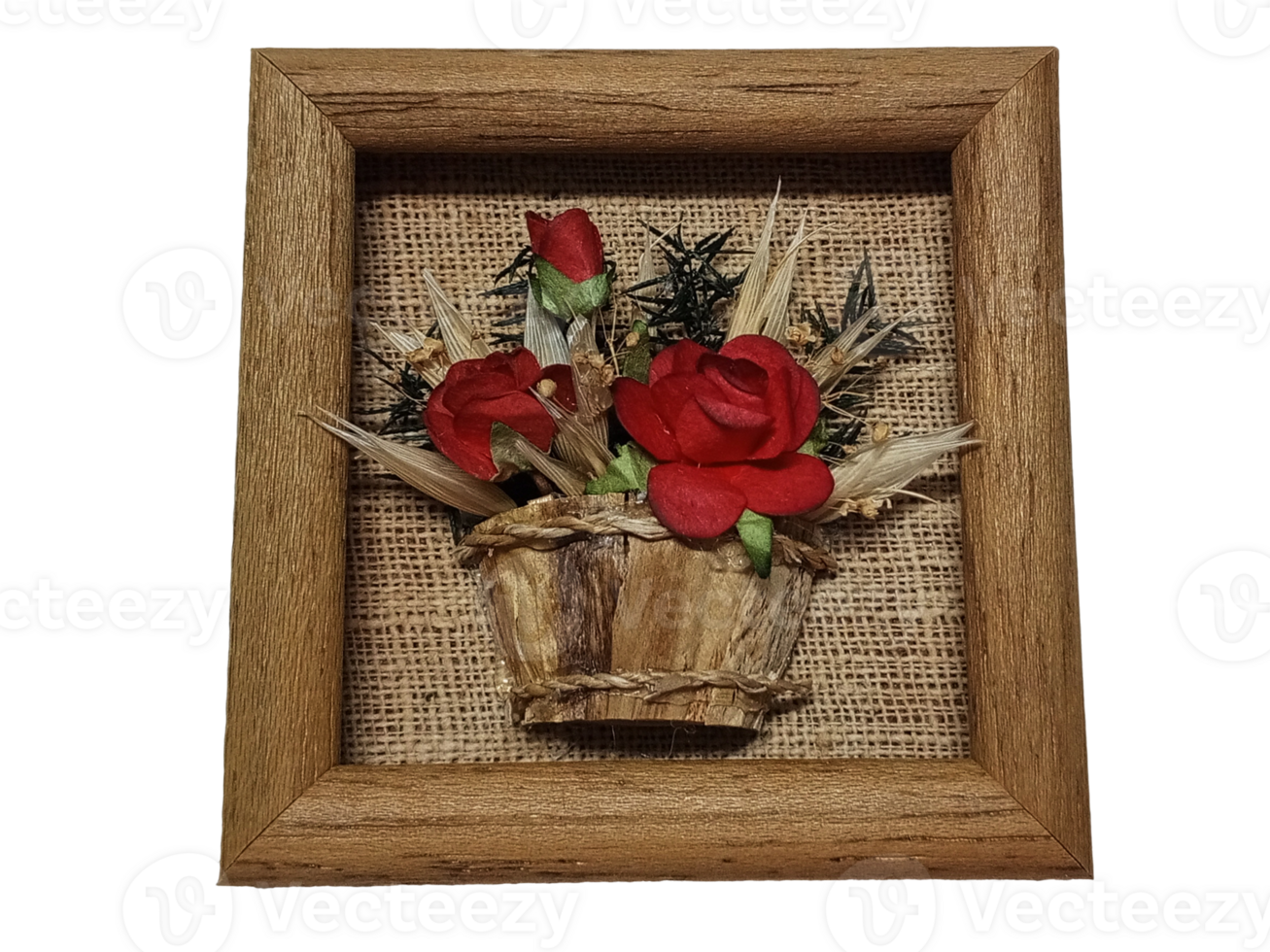 Framed dried flowers bouquet on Canvas. png