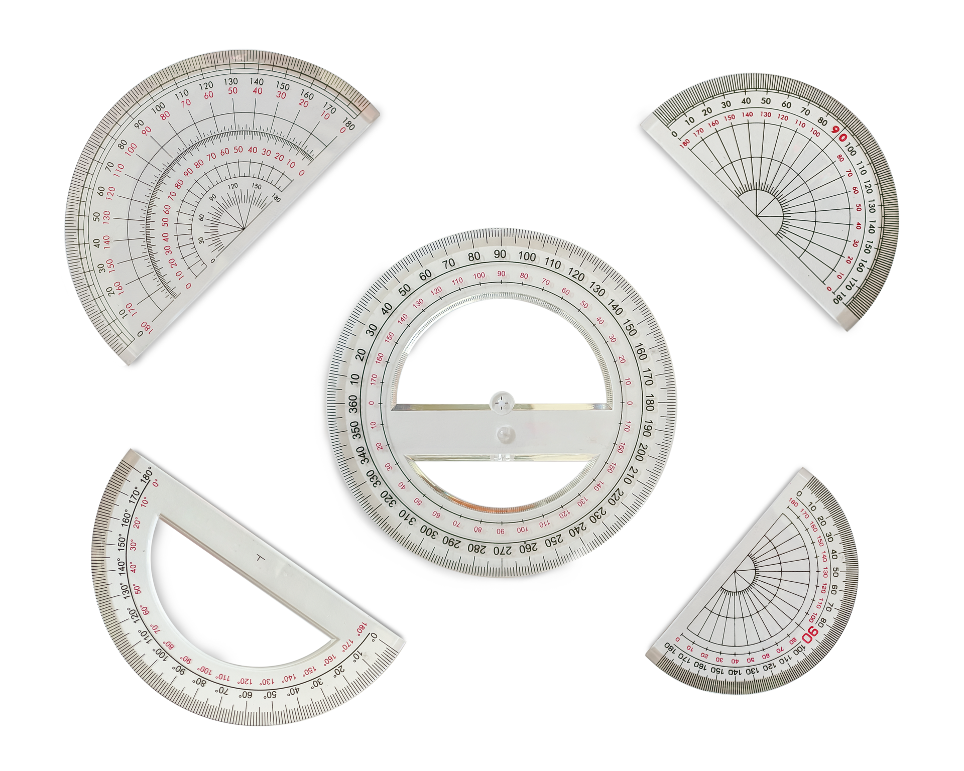 group of protractor various sizes 32620779 PNG