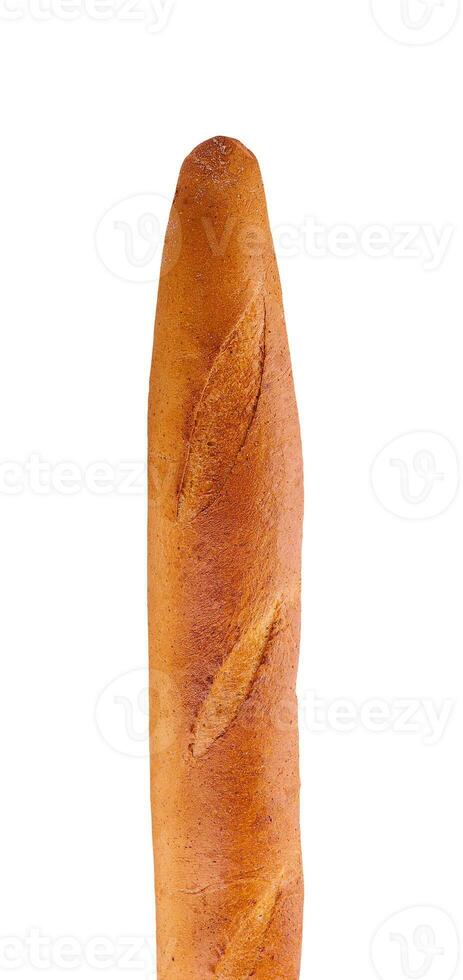 Crusty french baguette isolated on the white background photo