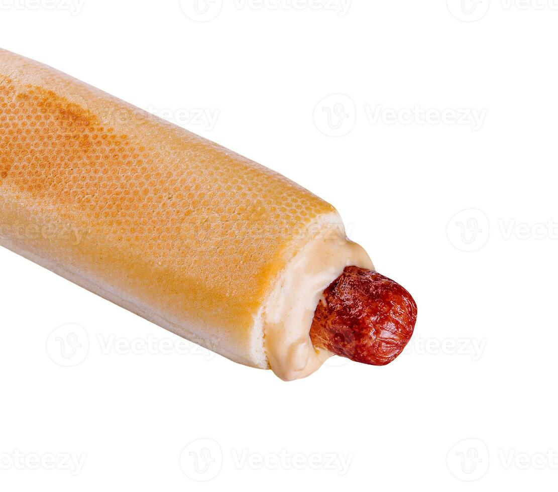French hot dog isolated on white background photo