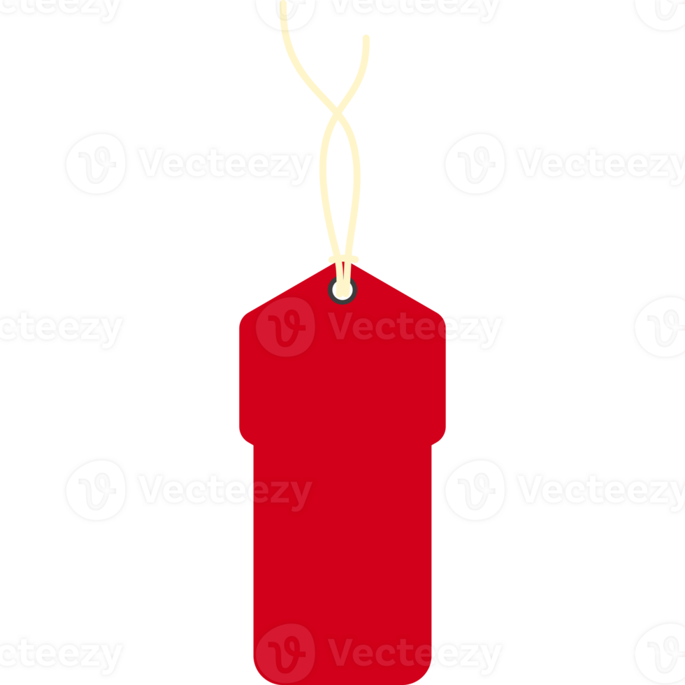 Isolated Empty Red Price Tag Hanging Label PNG