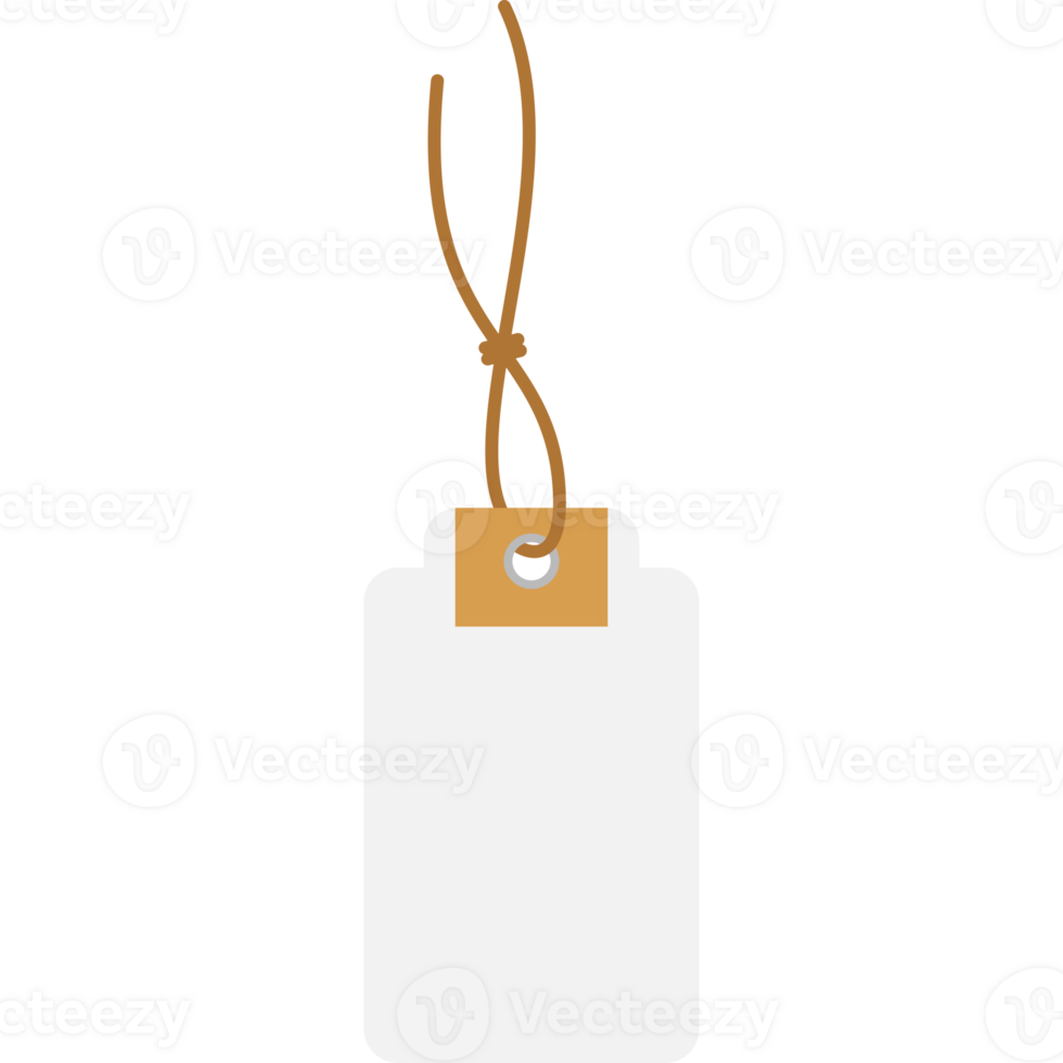 Isolated Empty White Carton Paper Price Tag Hanging Label PNG