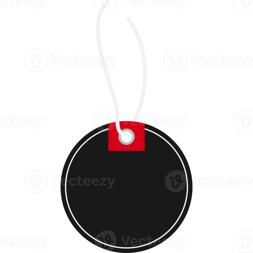 Isolated Empty Black Price Tag Hanging Label PNG