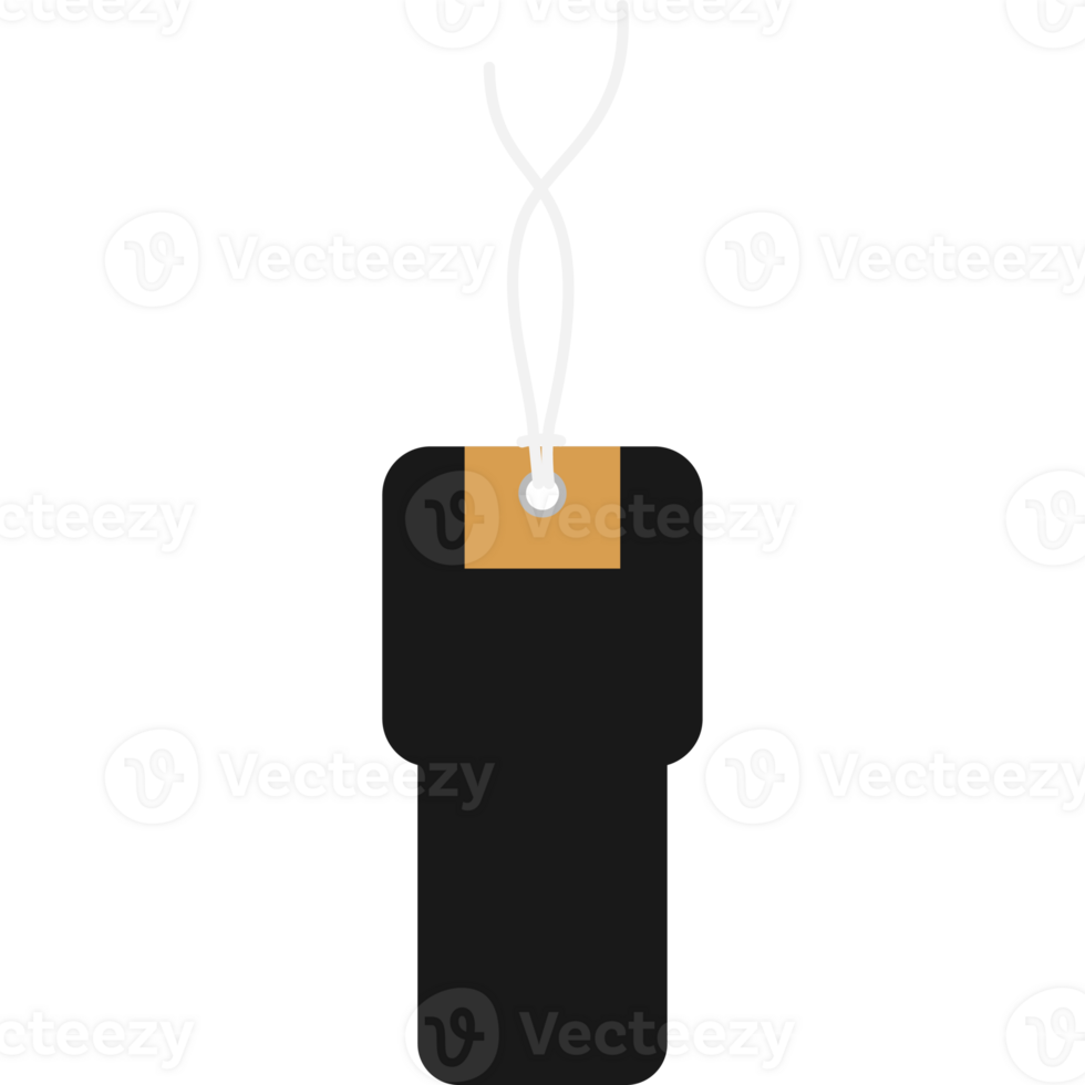 Isolated Empty Black Price Tag Hanging Label PNG