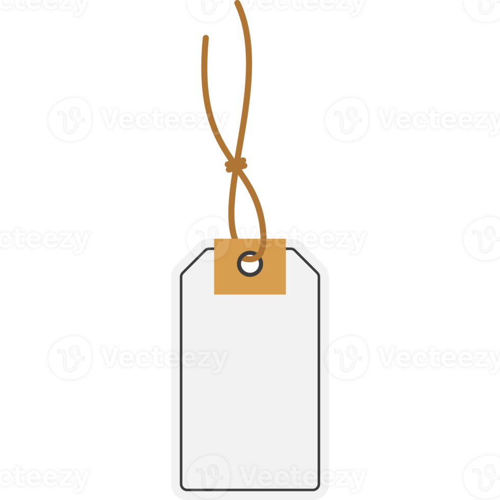 Isolated Empty White Price Tag Hanging Label PNG