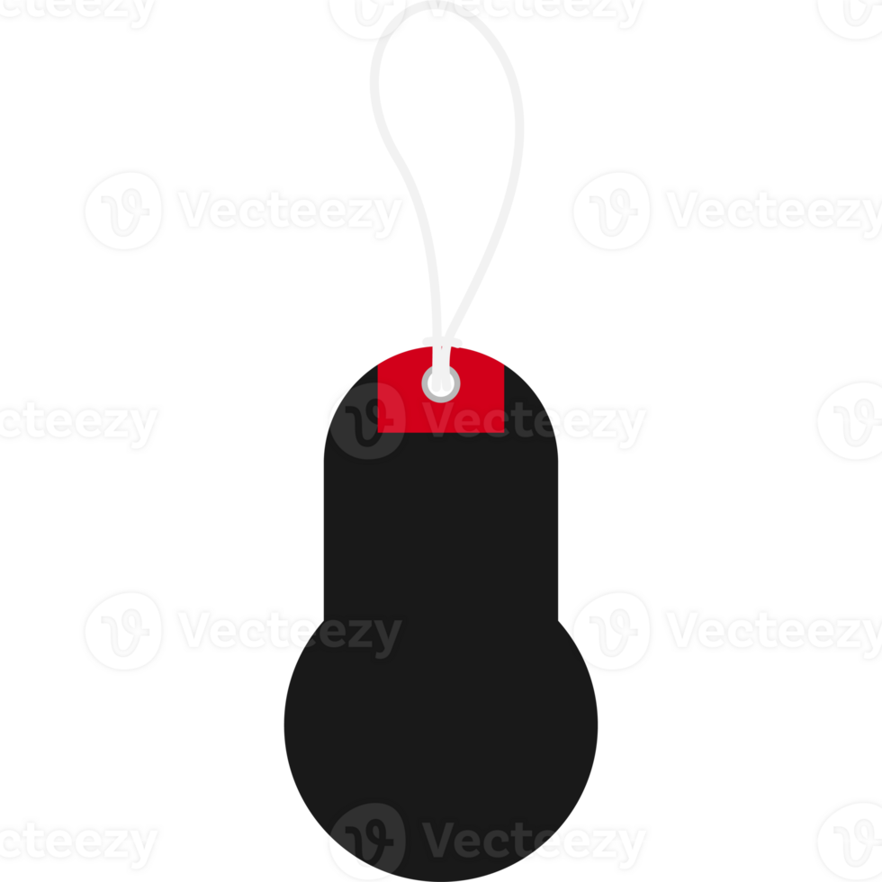 Isolated Empty Black Price Tag Hanging Label PNG