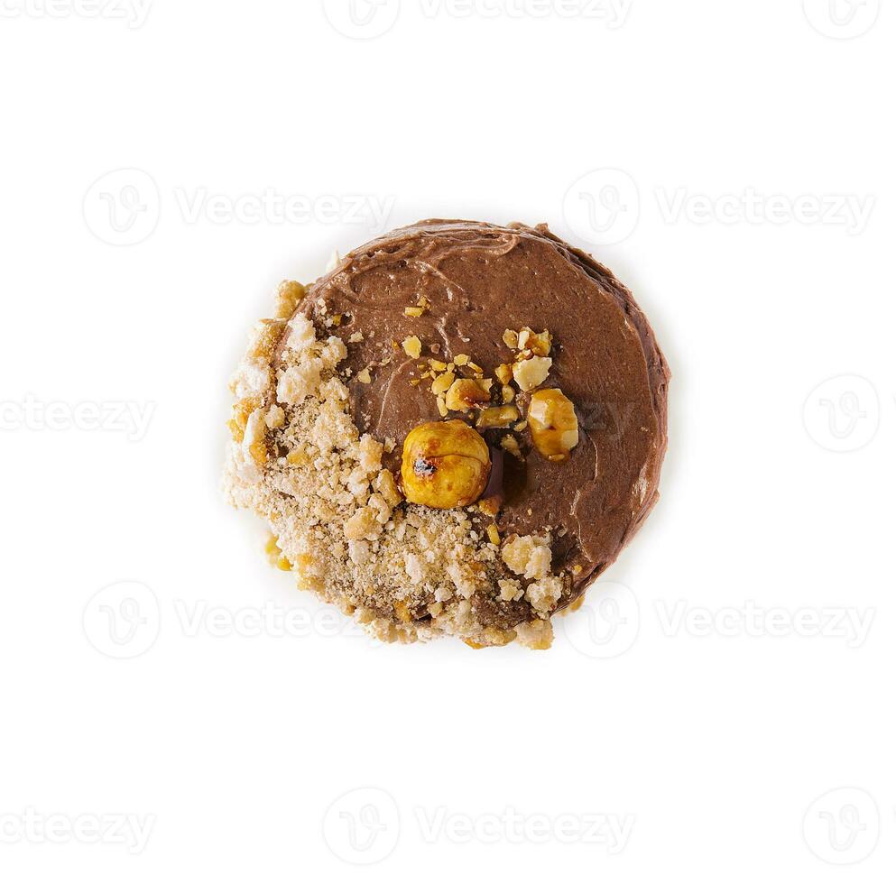 Kyiv cake with hazelnuts, chocolate glaze, and a buttercream-like filling photo