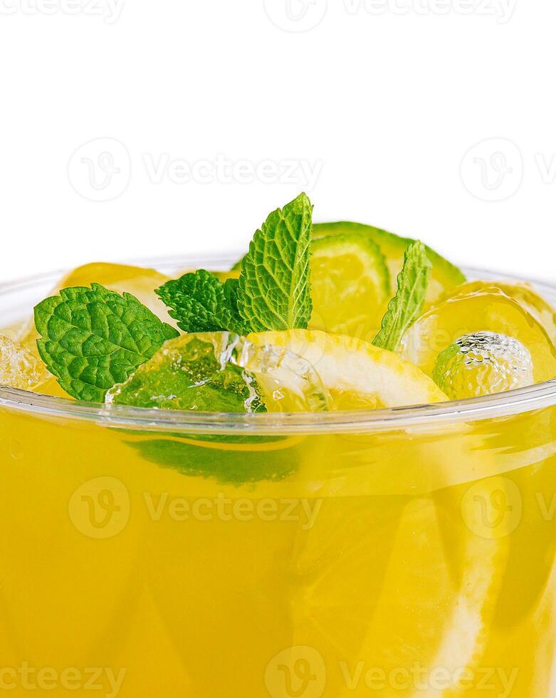 Chinese plum juice with ice and mint photo