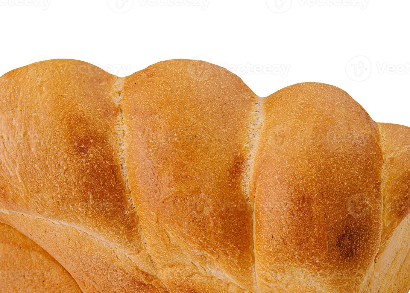 Baked block bread isolated on white background photo