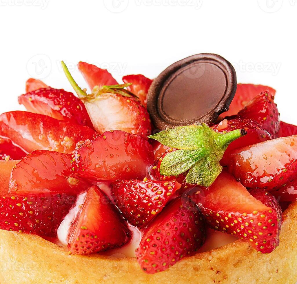 Tartlet with strawberry close up photo