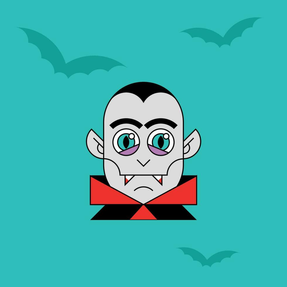 Scary Vampire Dracula Halloween Head Monster Face.Vector flat cute vampire face. vector