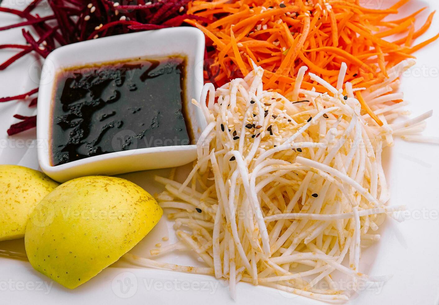 Grated Carrot, Beetroot and Celery Root Salad photo