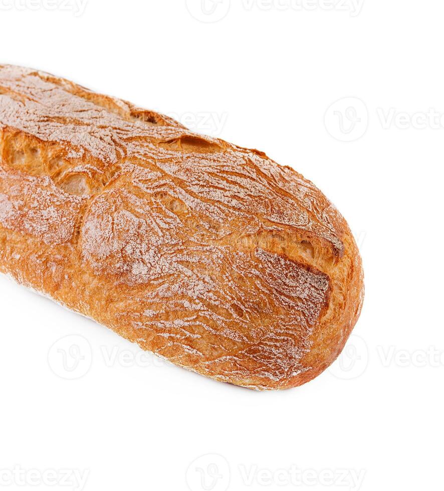 Black bread loaf closeup on white background photo