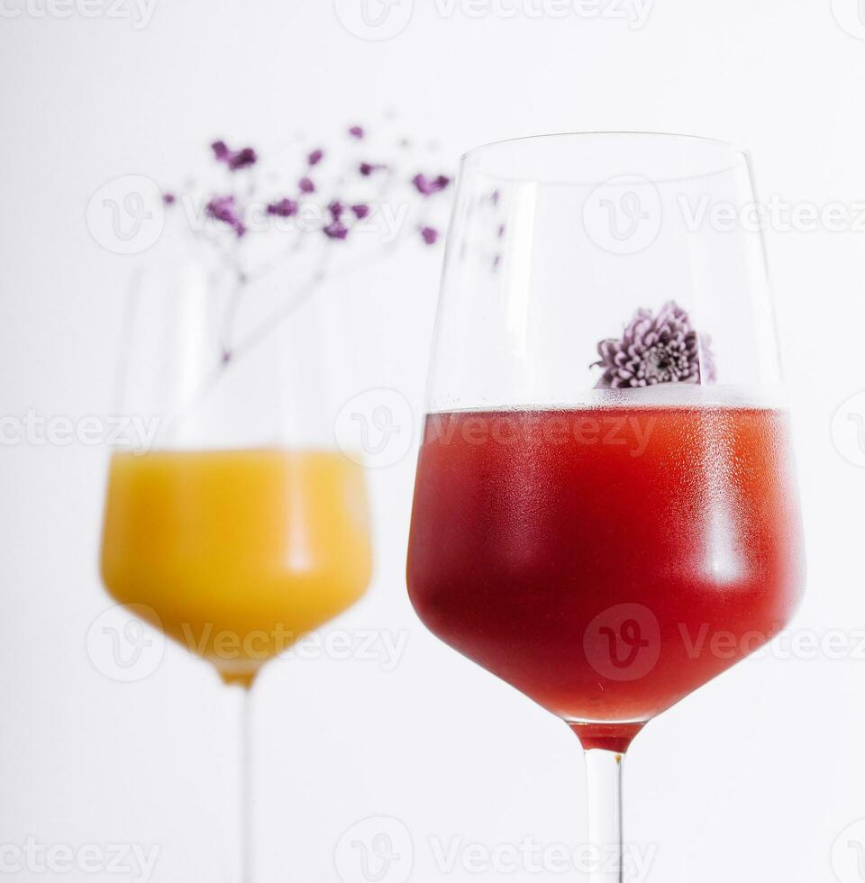 Summer fresh red and yellow cocktail photo