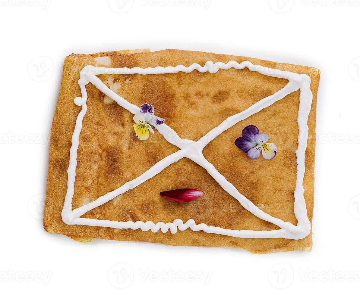 pancake concept with sour cream face photo