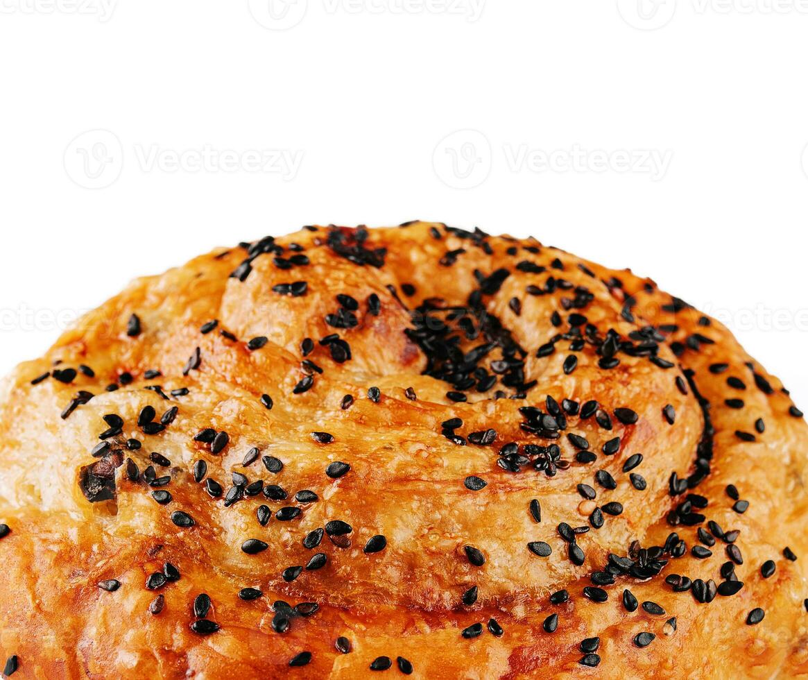 Fresh twisted bun with sesame seeds photo