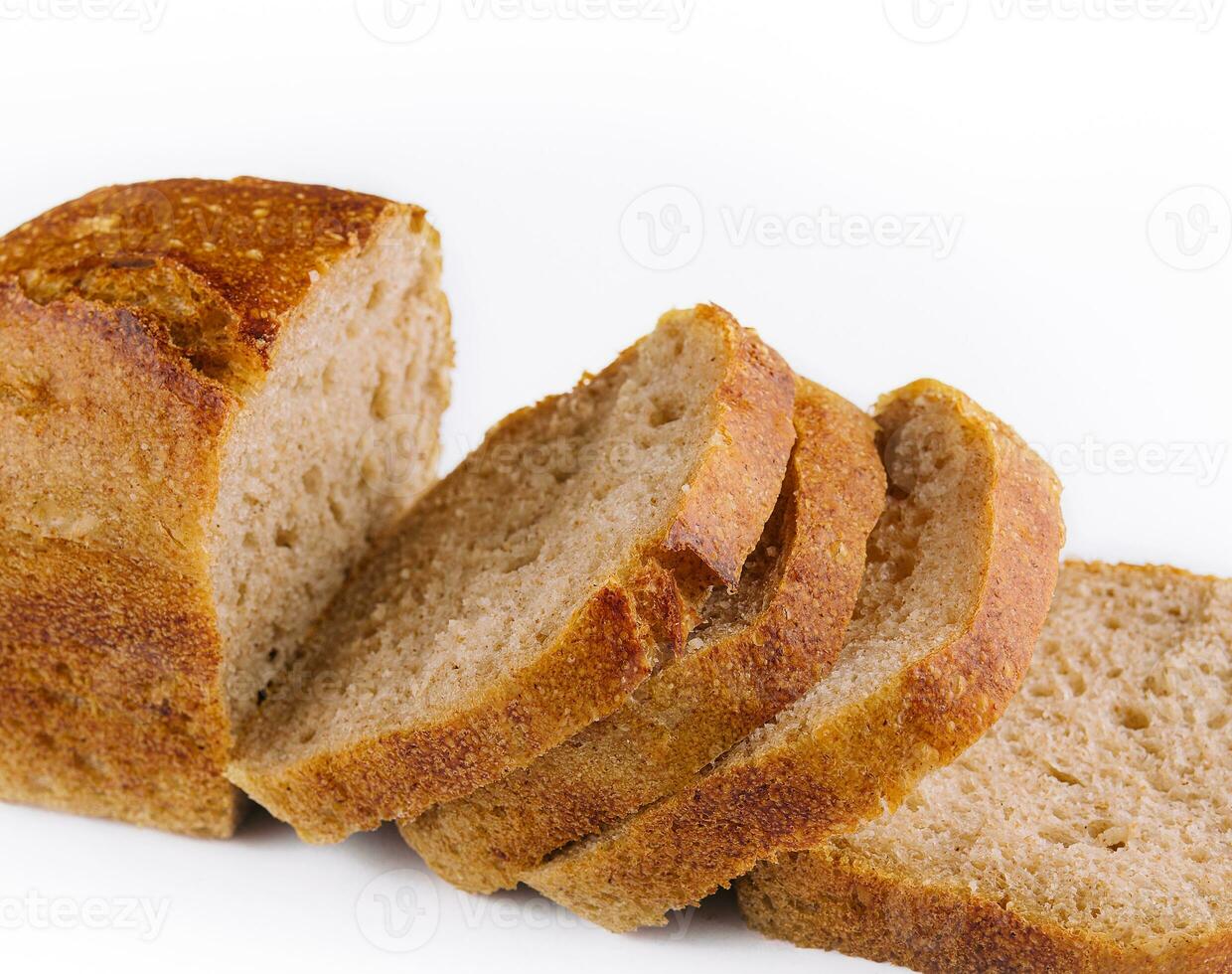 Whole wheat bread isolated on white photo