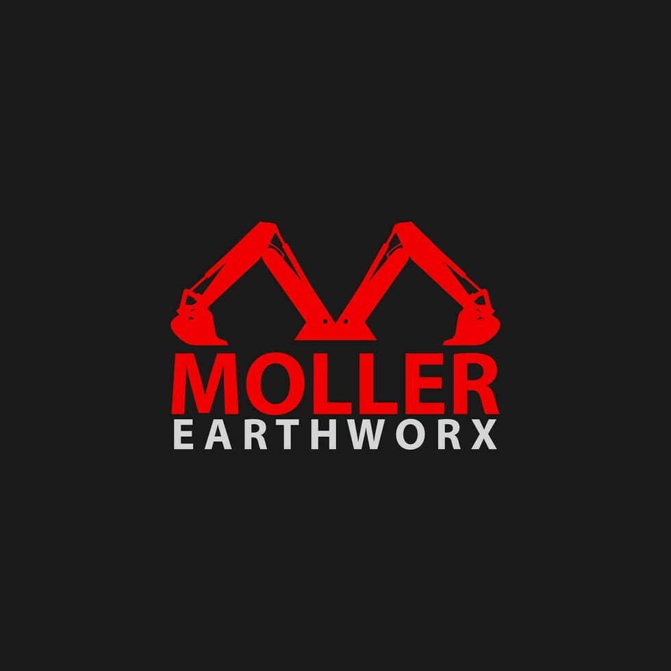 mining company with excavator arm logo design vector