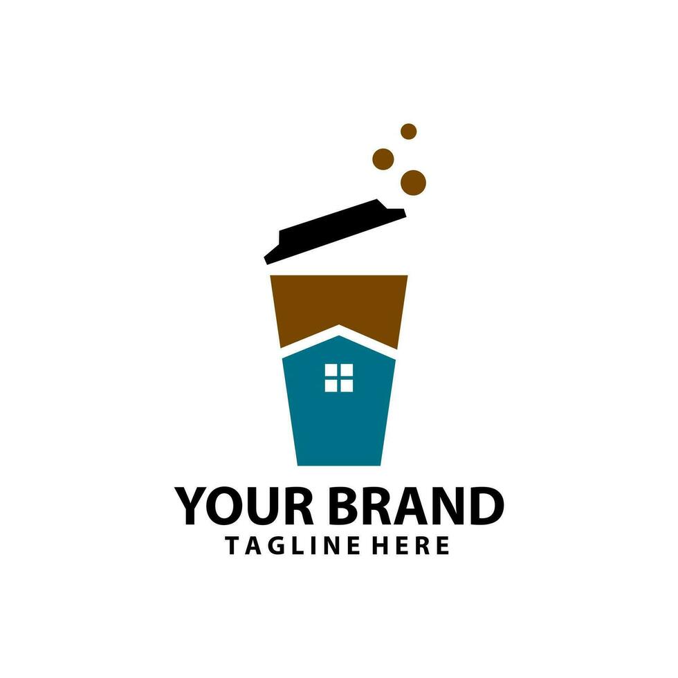 bubble cup coffee house logo desain vector