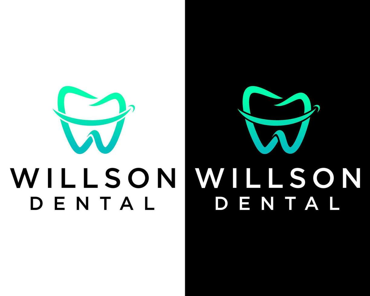 diseño de logotipo dental con monograma de letra w. vector