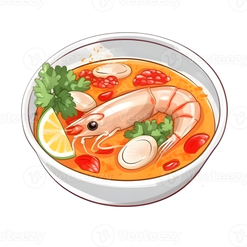 Tom Yum Kuyng, Thaifoods, asian foods, ai generative png