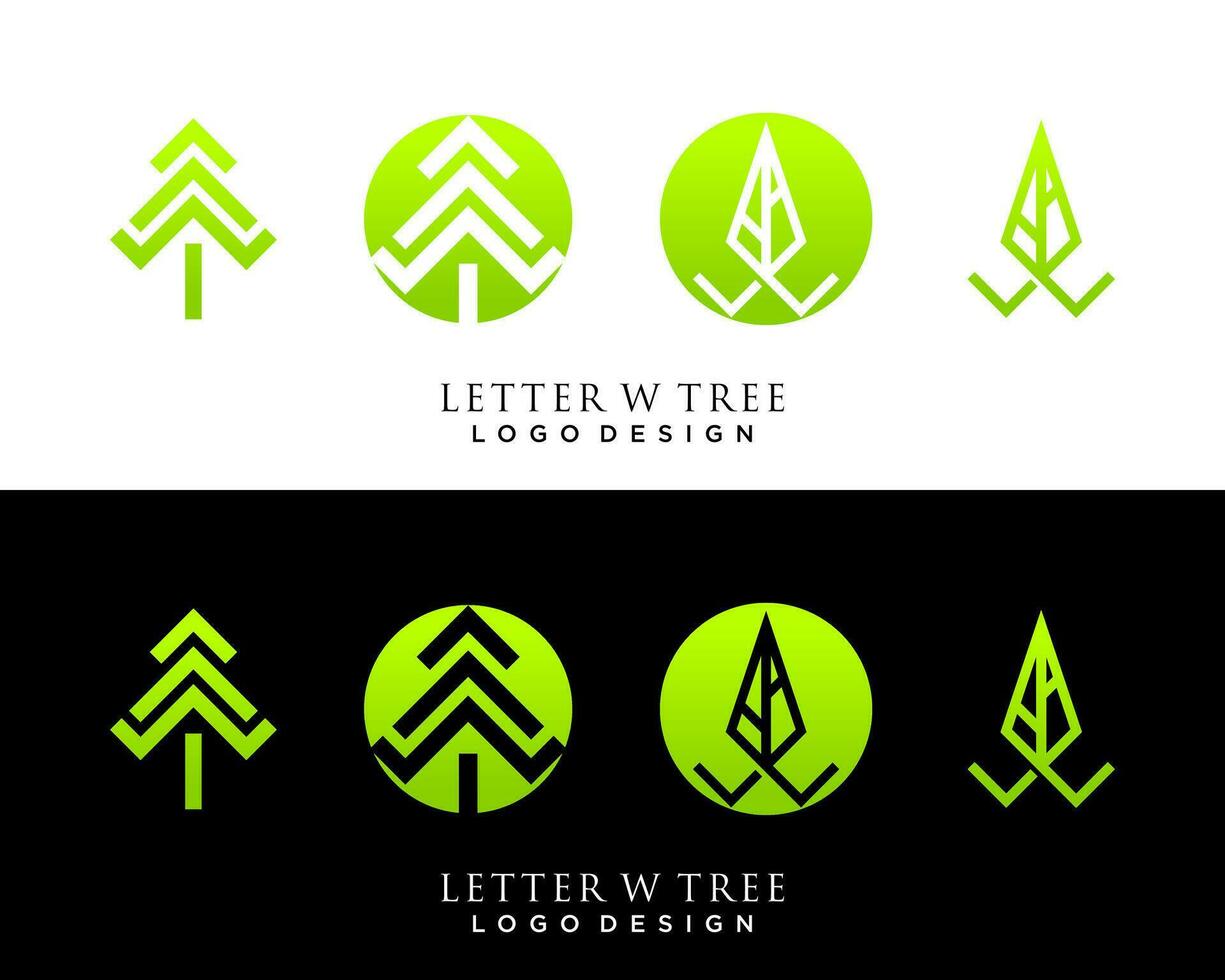 letra w monograma natural árbol logo diseño. vector