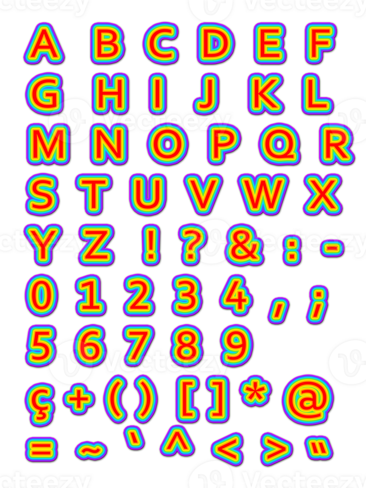 Alphabet Rainbow Colorful font design png