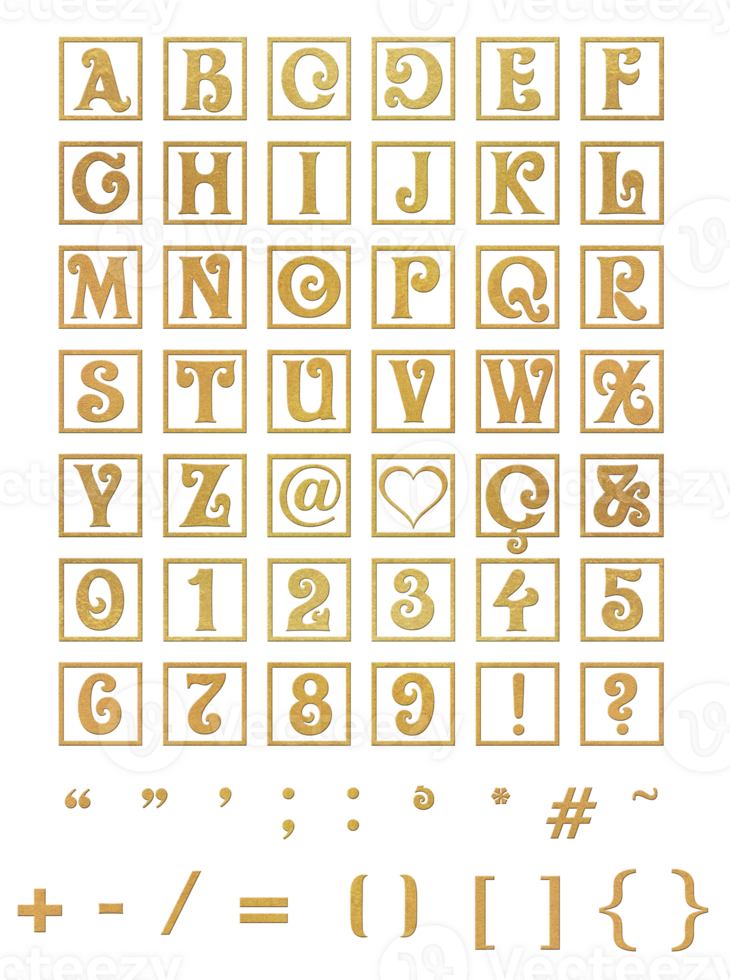Alphabet Golden Letters of design png