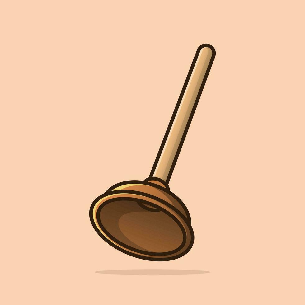 Plumbing plunger hand tool for toilet in an outline style. Cleaning toilet sucker icon. vector