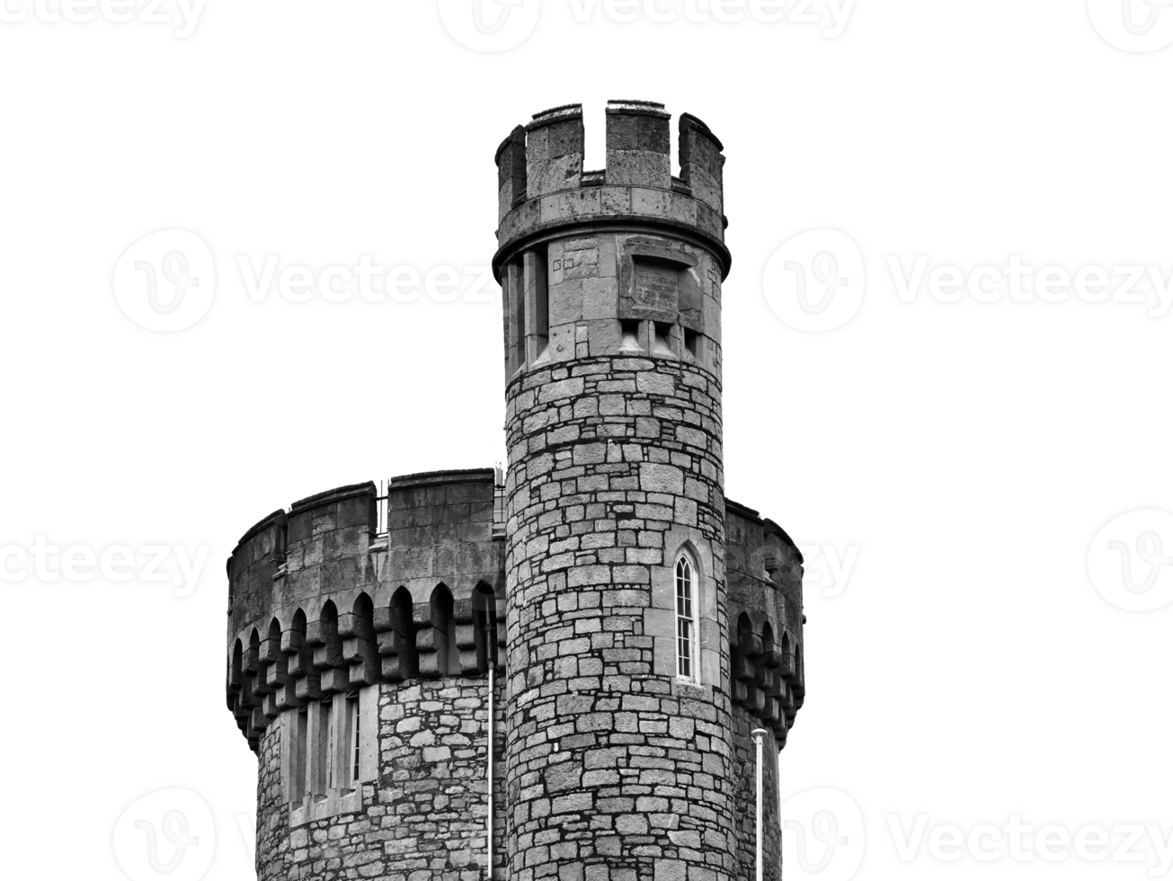 oud keltisch kasteel toren, zwarte rock kasteel in Ierland. zwarte rock observatorium vesting over- transparant achtergrond PNG illustratie