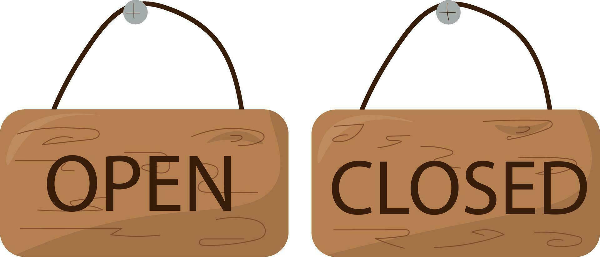open and closed sign hanging on a wall vector