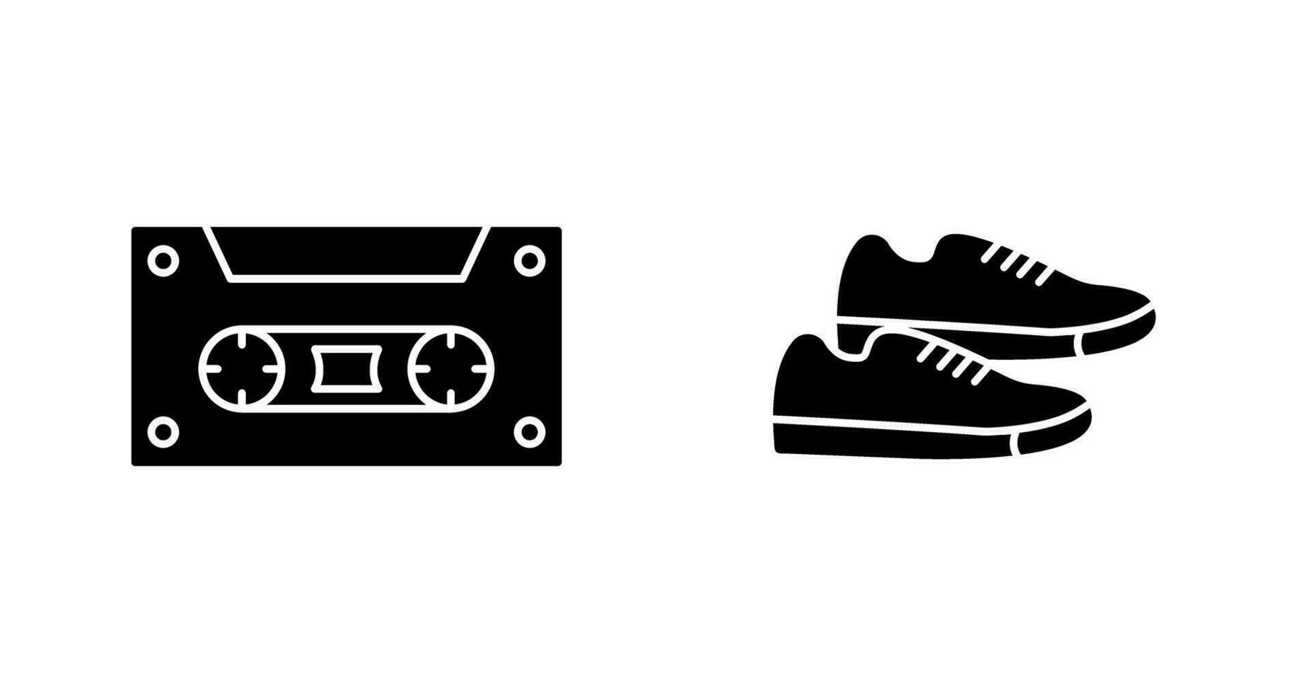 casette y zapatillas icono vector