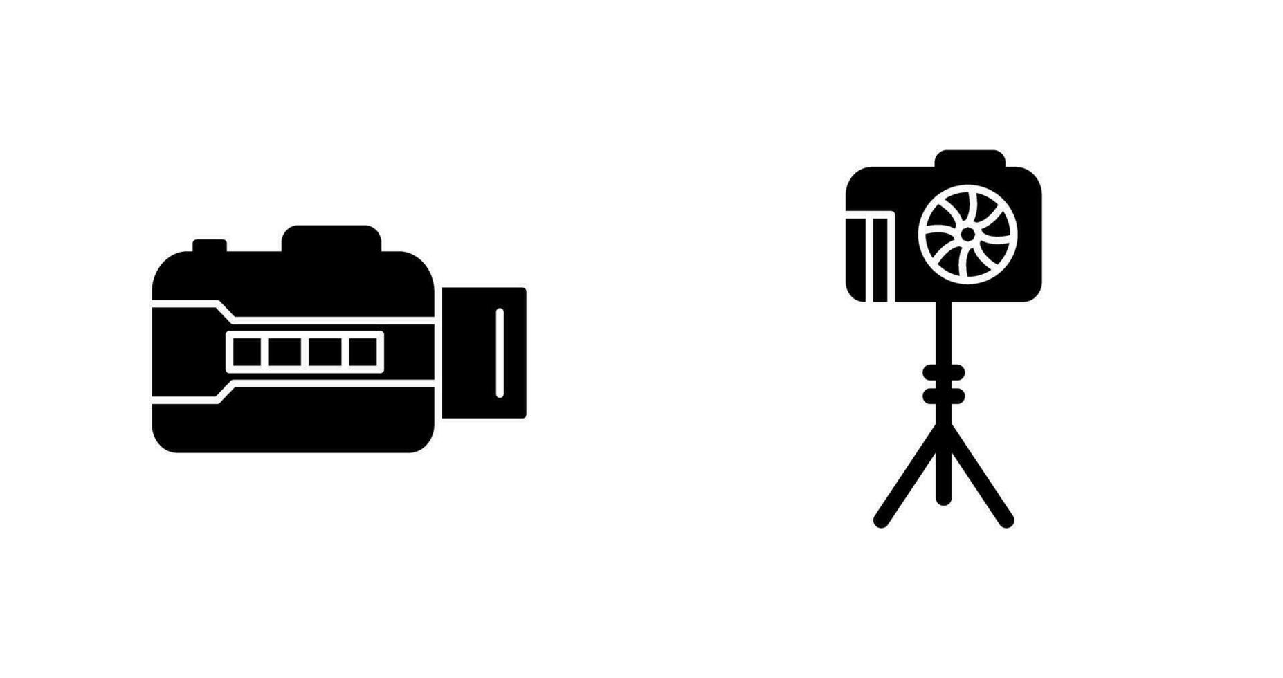 open camera and camera stand  Icon vector