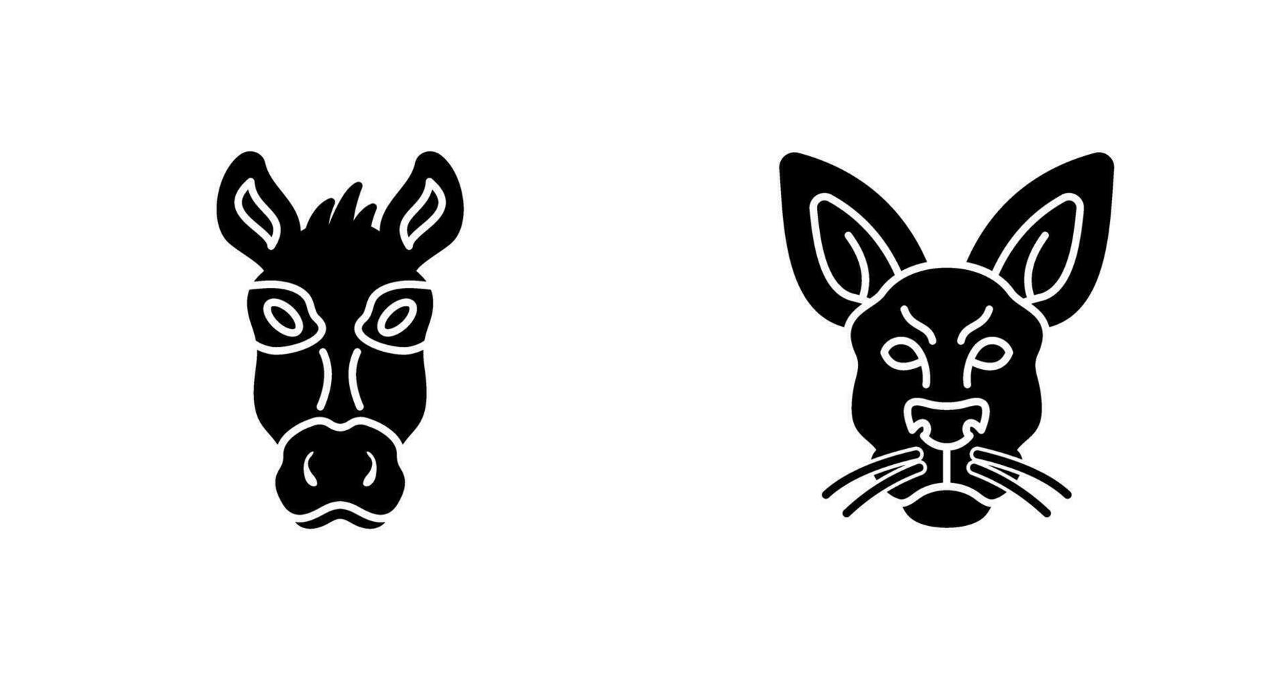 Donkey and Kangaroo Icon vector