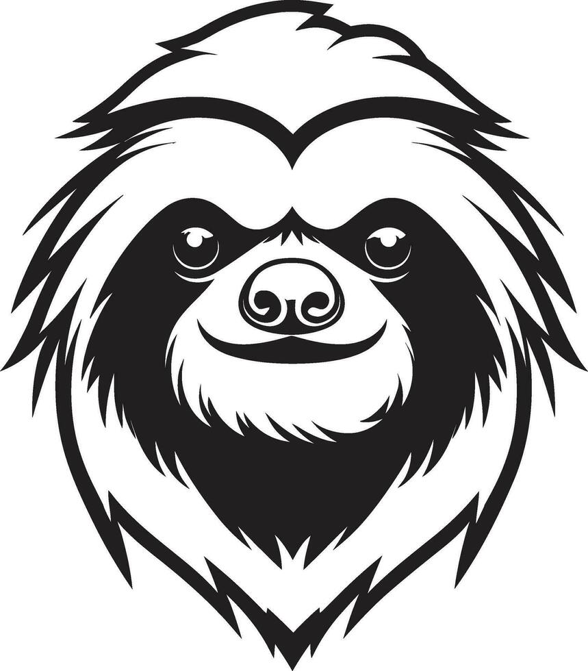 Monochromatic Majesty Canopy Emblem Graphic Sloth Symbol Vector Zen Bliss