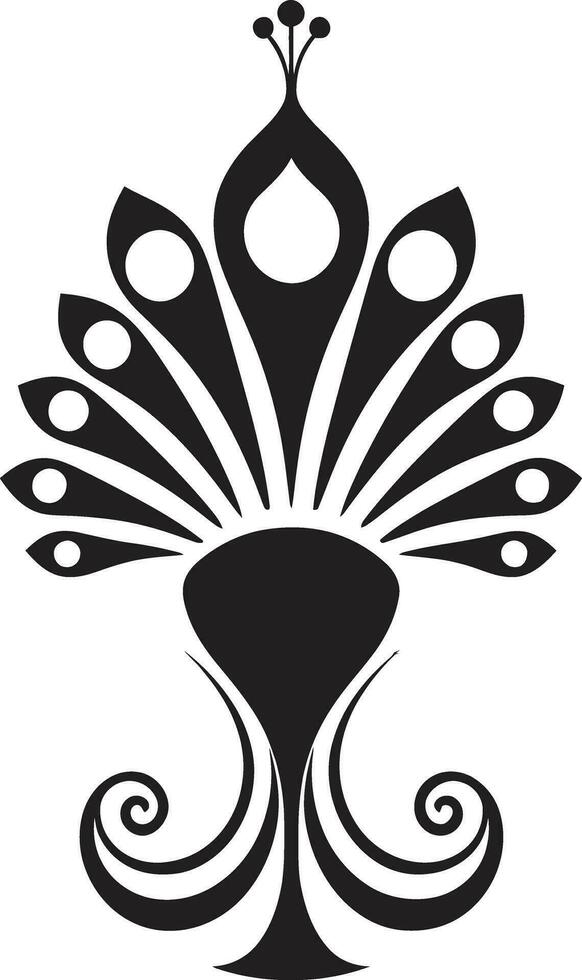 Regal Rendezvous Black Vector Peacock Sculpted Serenity Peacock Logo Icon