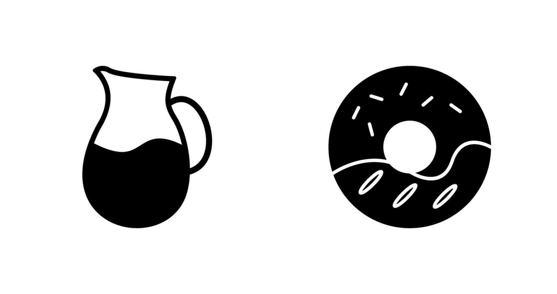 milk jug and cream doughnut  Icon vector