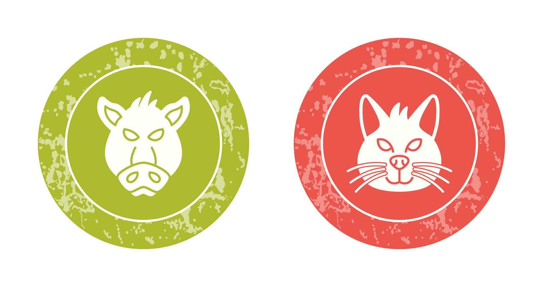 cerdo y gato icono vector