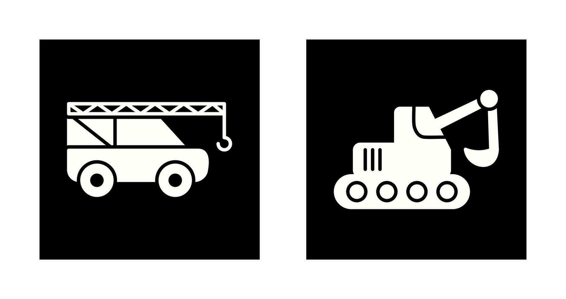 Crane and Escavator Icon vector