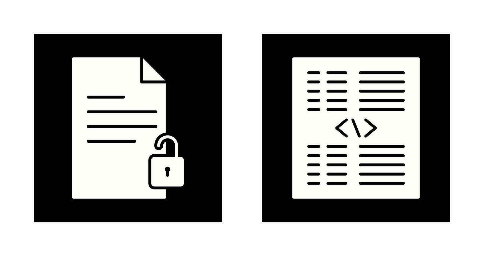 unlock document and piece of code Icon vector