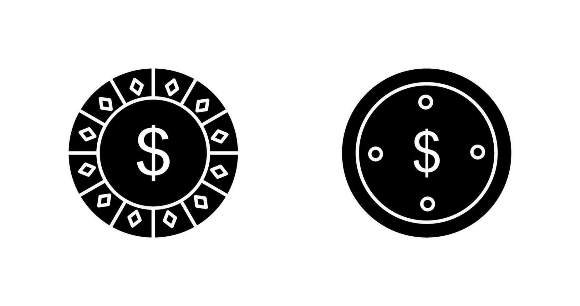 dollar chip and dolllar coin Icon vector