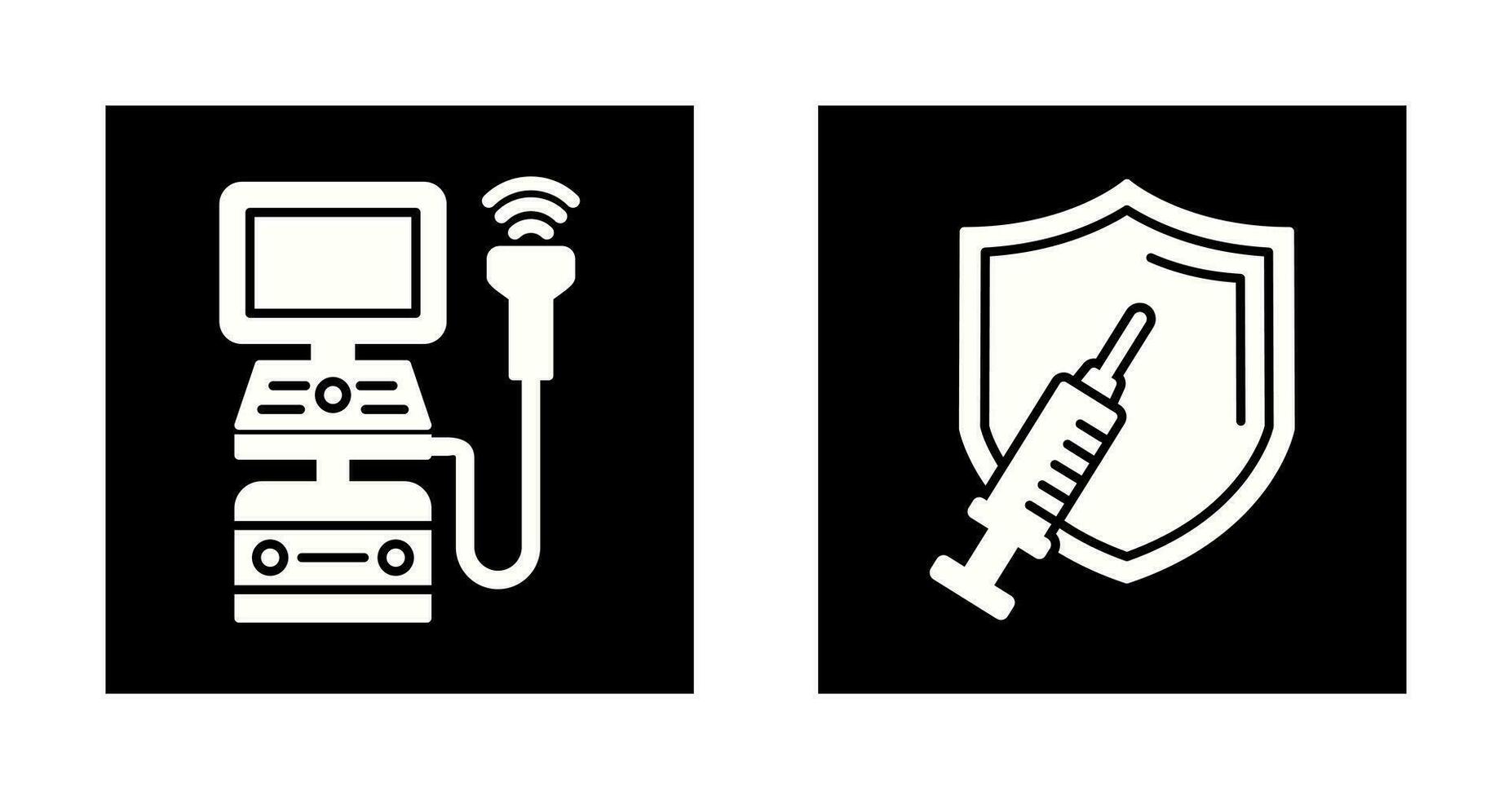 Ultrasound Machine and Vaccination Icon vector