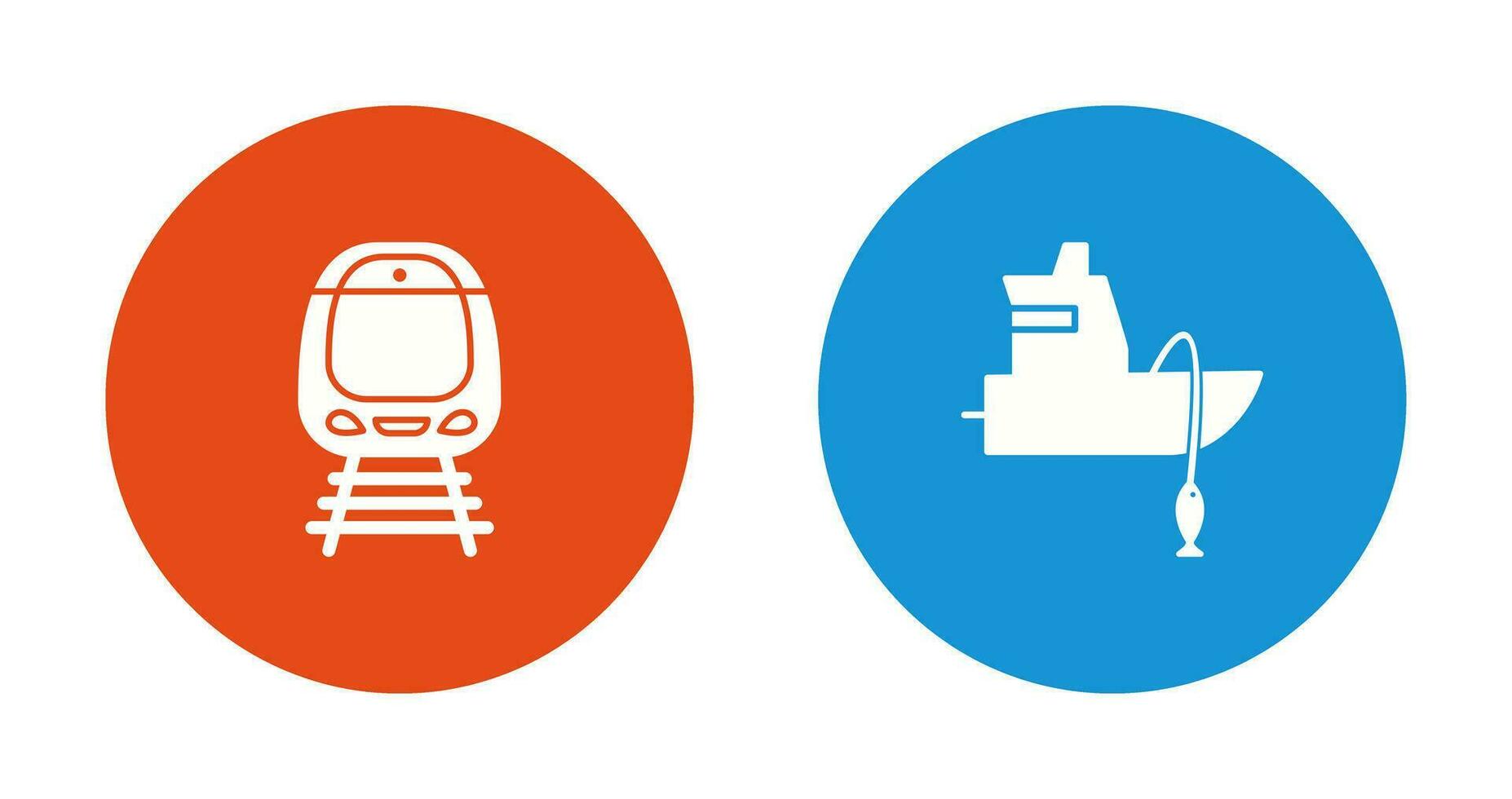 Train and Fishing Boat Icon vector