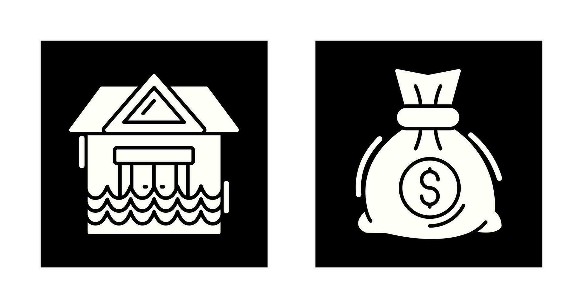 natural desastre y dinero bolso icono vector