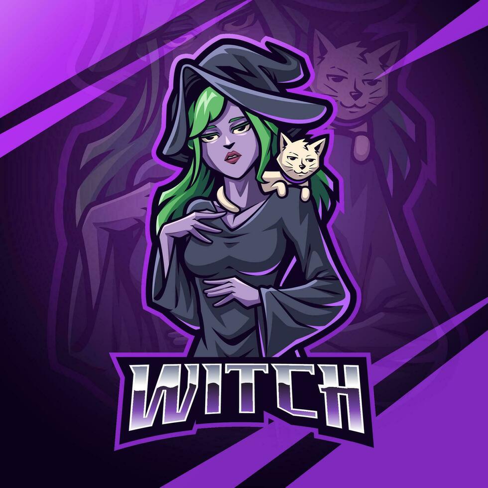 Witch esport mascot logo design vector
