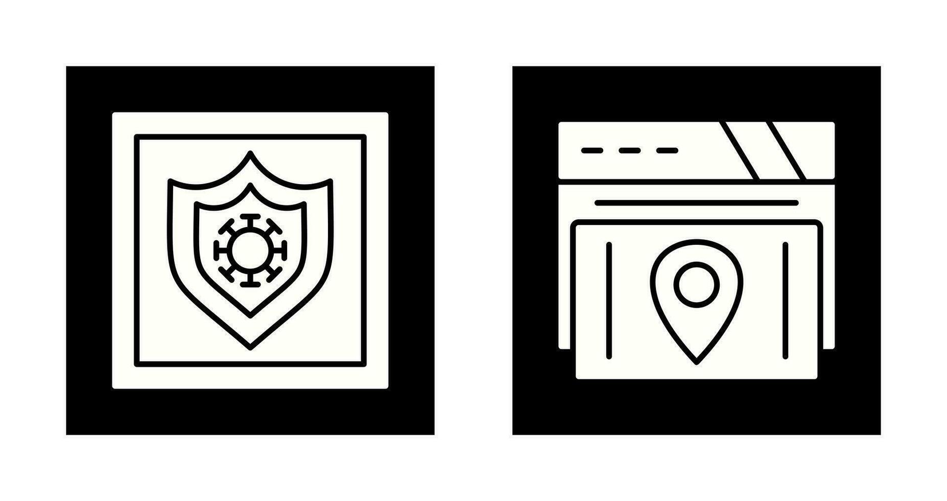 Shield and Map Location Icon vector
