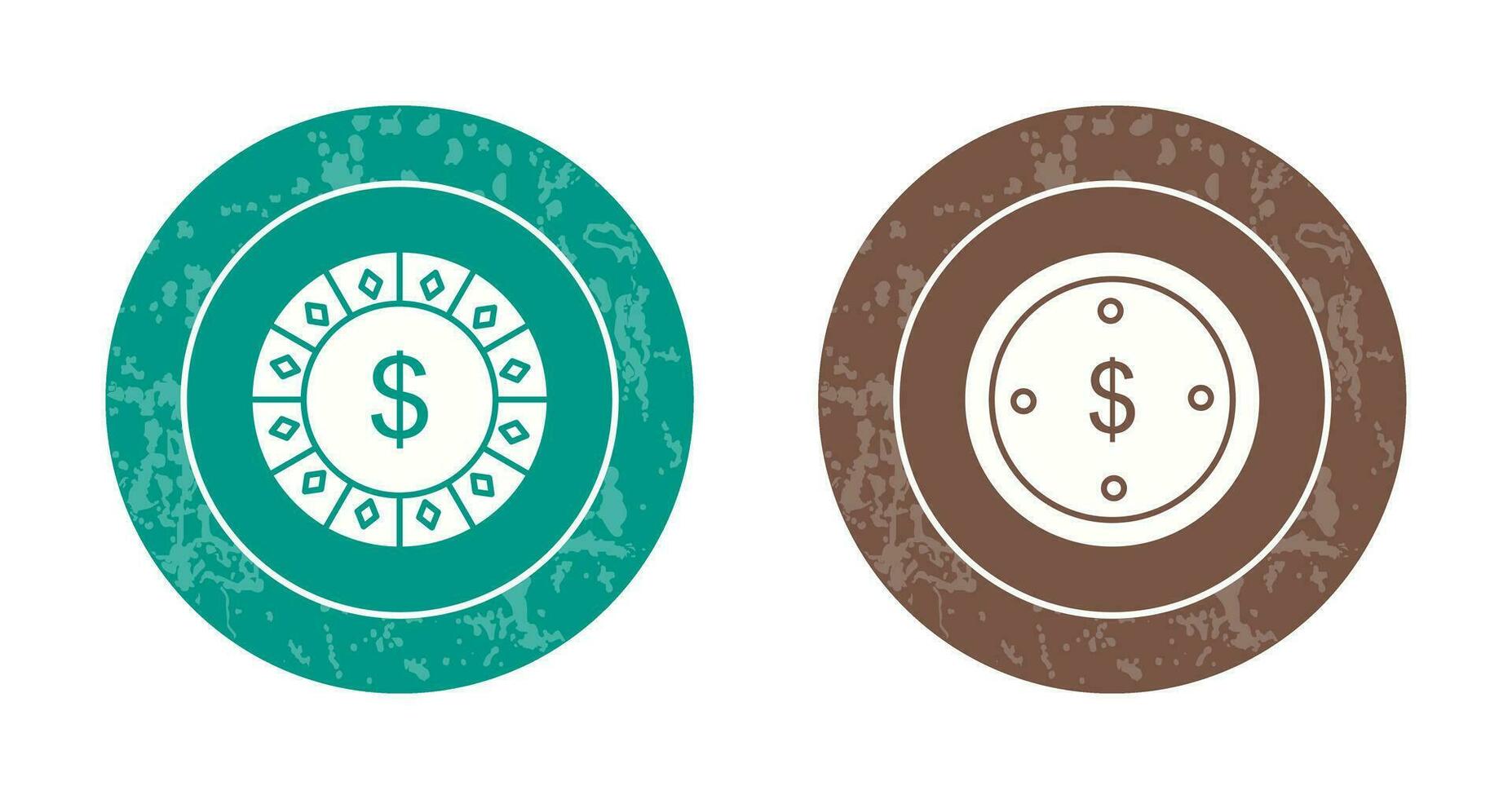 dollar chip and dolllar coin Icon vector