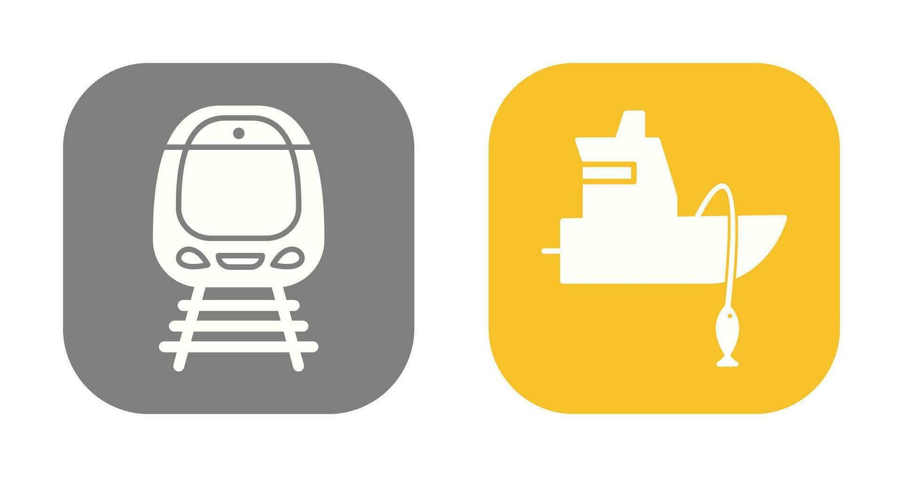 Train and Fishing Boat Icon vector