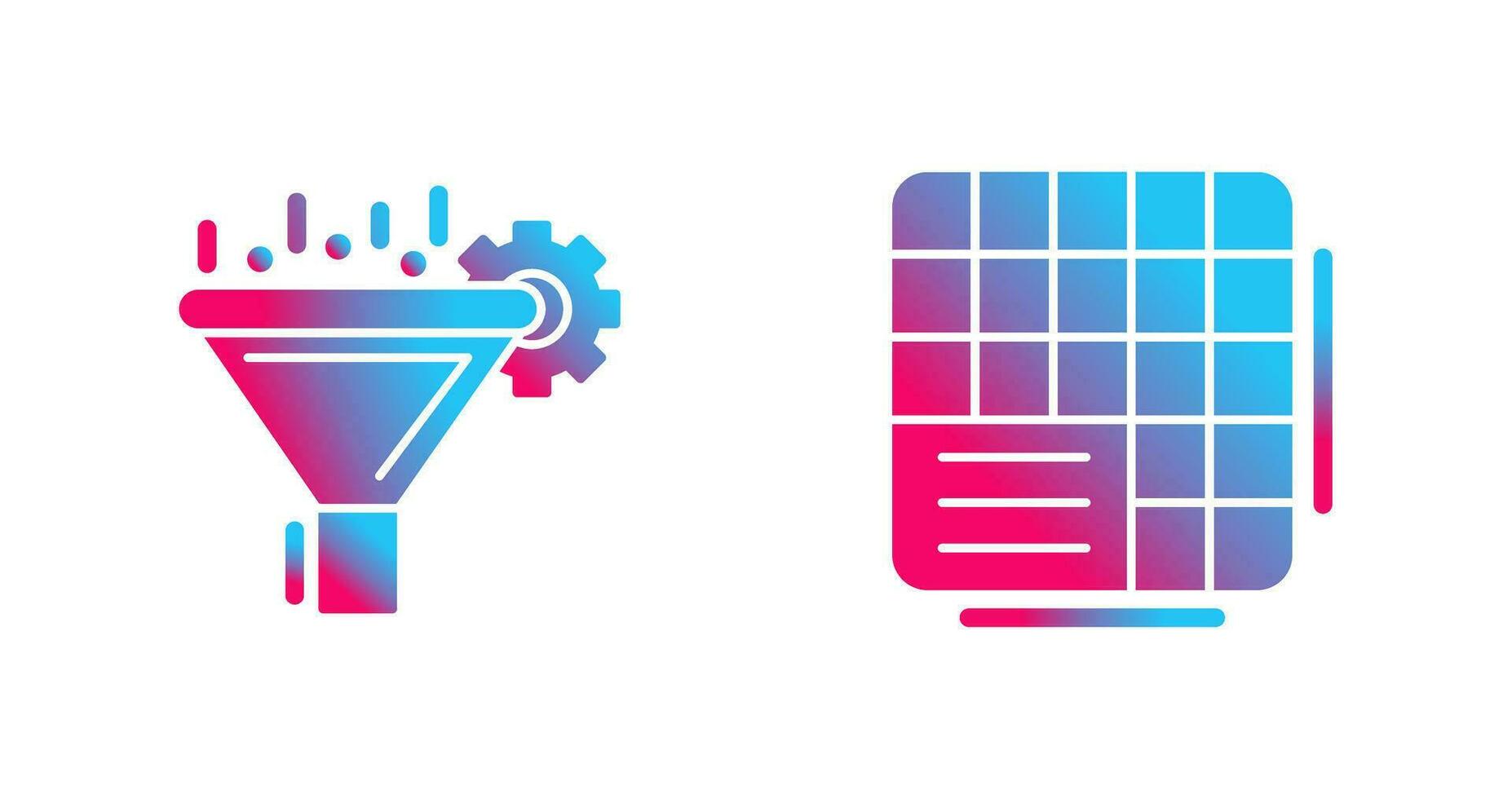 Filtering and Table Data Icon vector