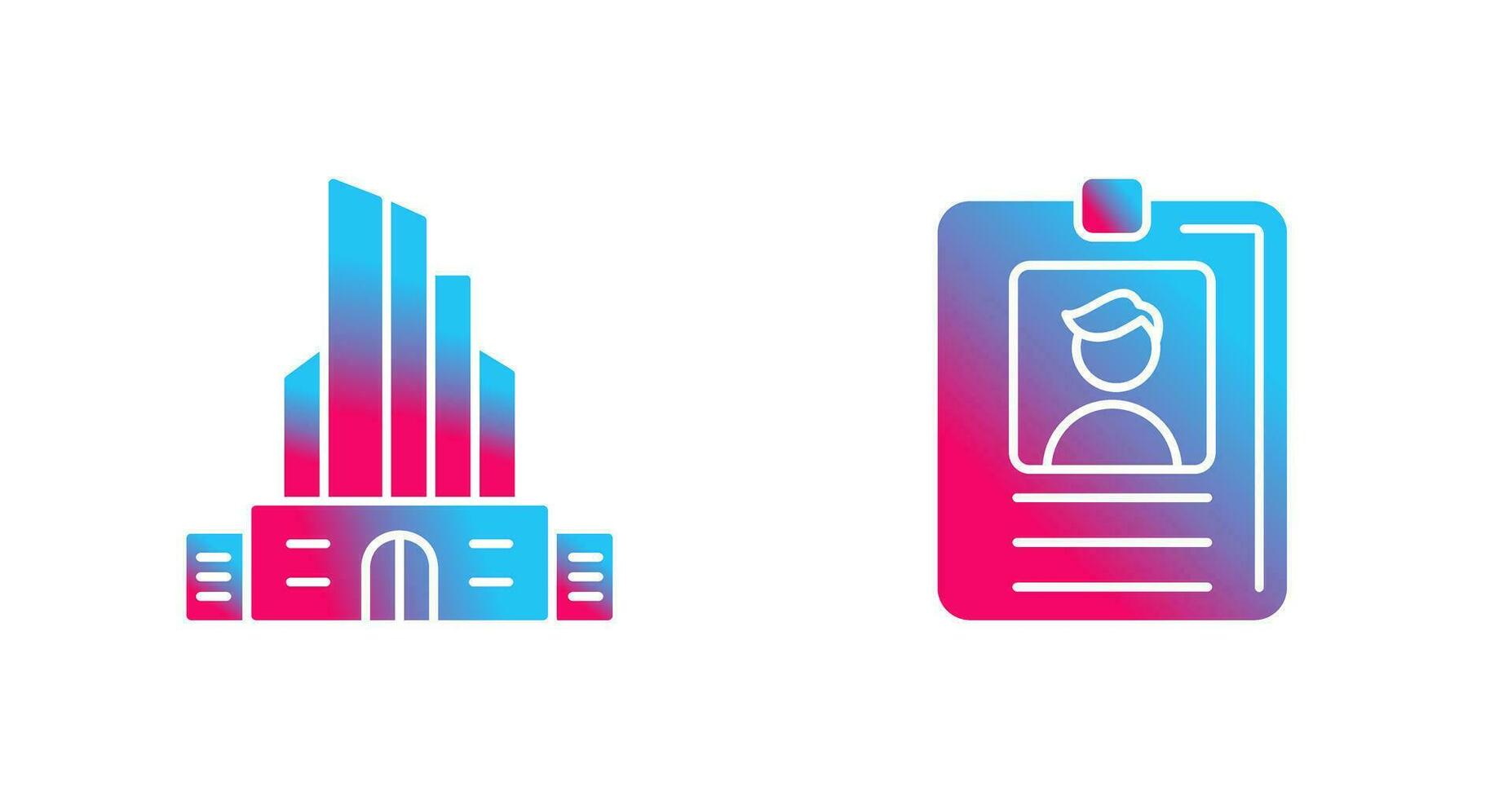 Id Card and Office Building Icon vector